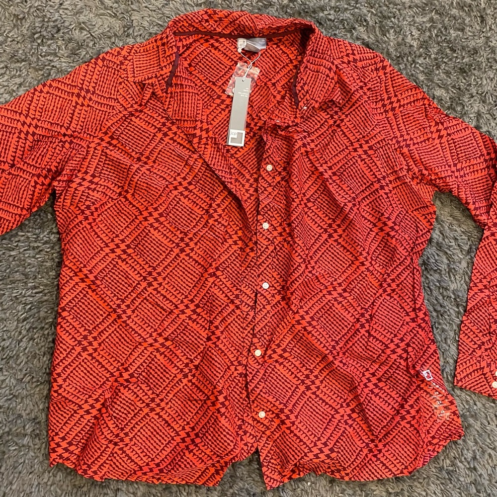 Red/orange colored silk blend top 2x